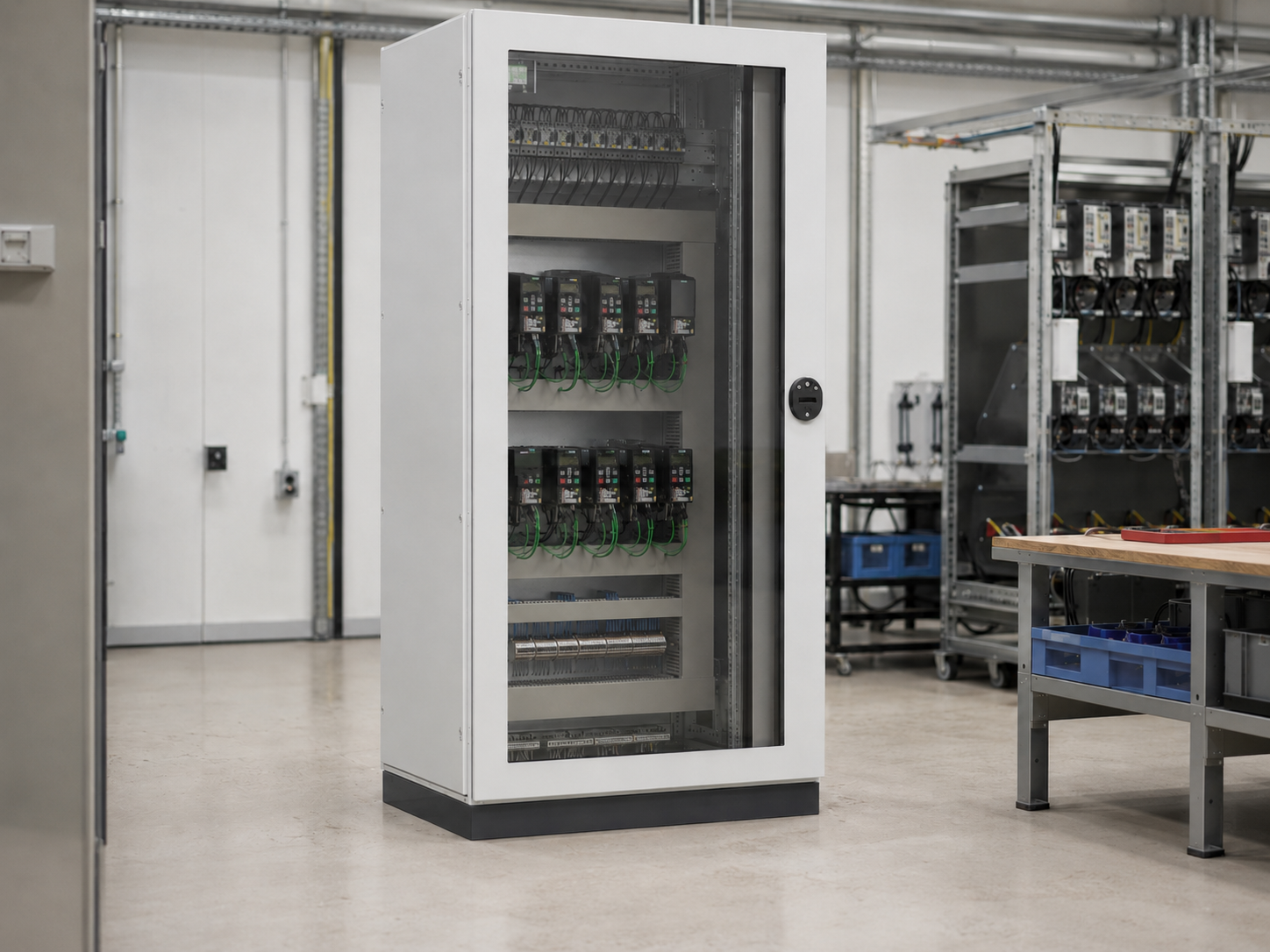 Armoire électrique industrielle équipée d’un lecteur Maubuisson.
